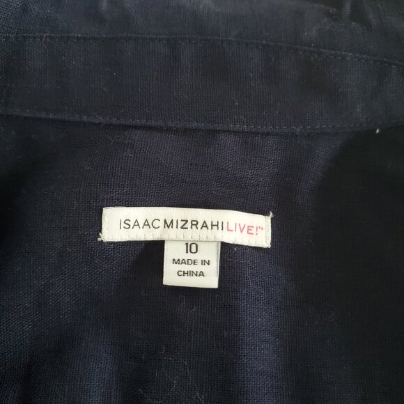 Isaac Mizrahi Navy Blue Linen Blend  Denim Style 3/4 Sleeve Jacket  10 - Picture 7 of 8